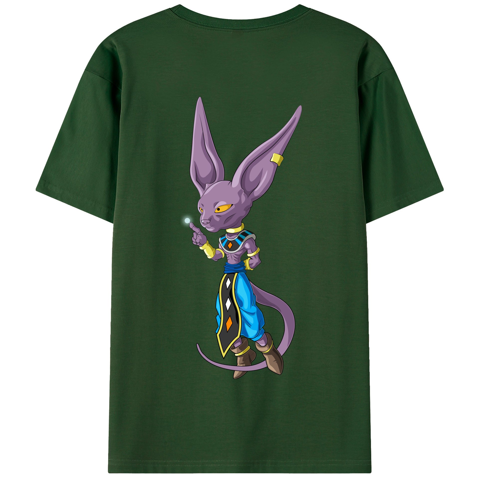 （画像用） ドラゴンボール ビルス 破壊神ビルス DRAGON BALL Beerus Birusu 綿100％半袖Tシャツ（背面プリント）